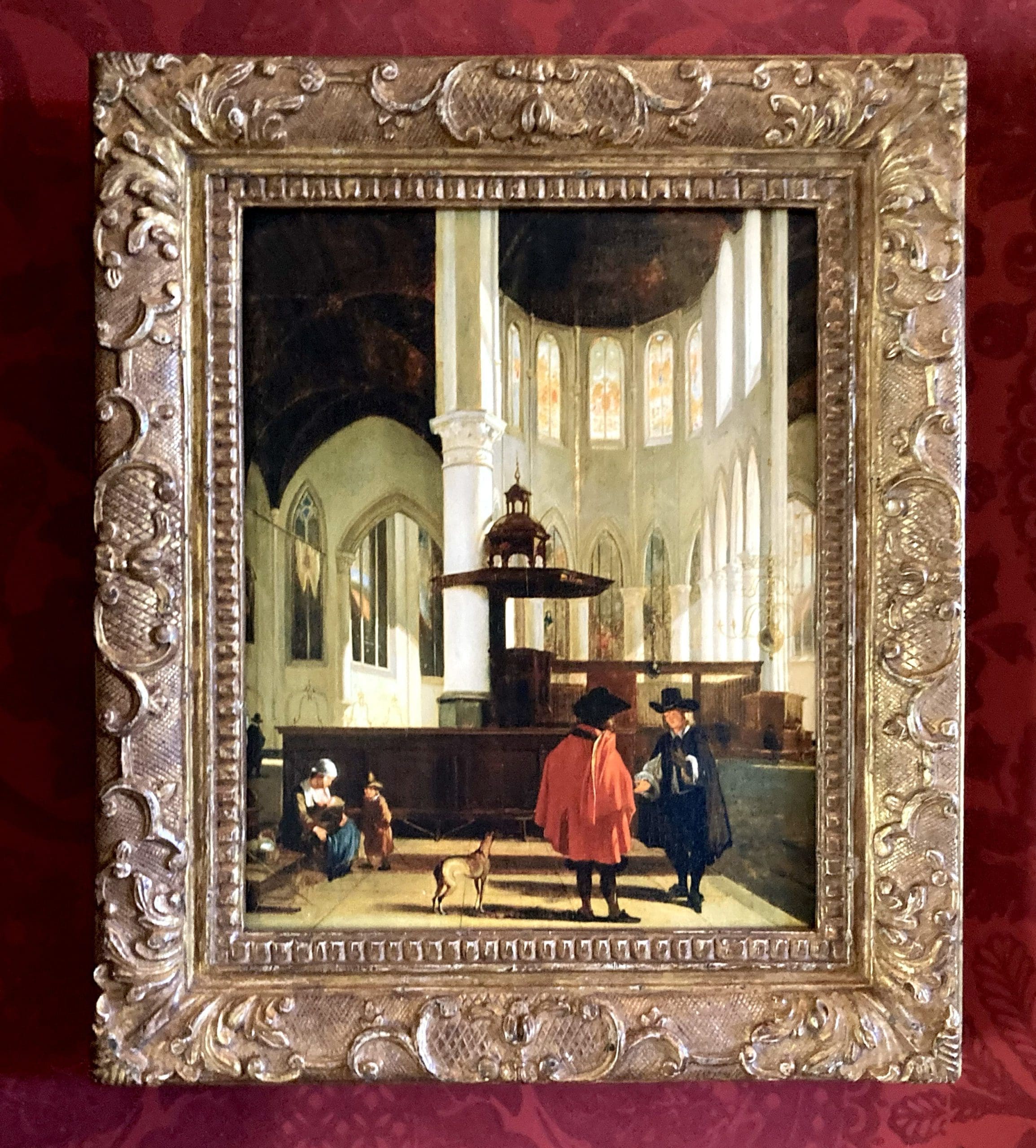 The interior of the Oude Kerk, Amsterdam, with elegant figures conversing by a follower of Emanuel de Witte, 17th century. James Madison’s Montpelier. Photo by Matthew Milliner.