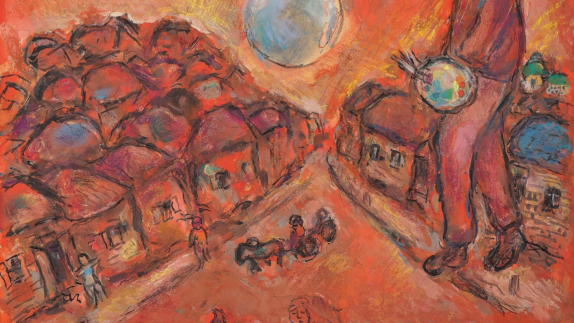 Detail from Le Chevalet by Marc Chagall, 1975-1976.